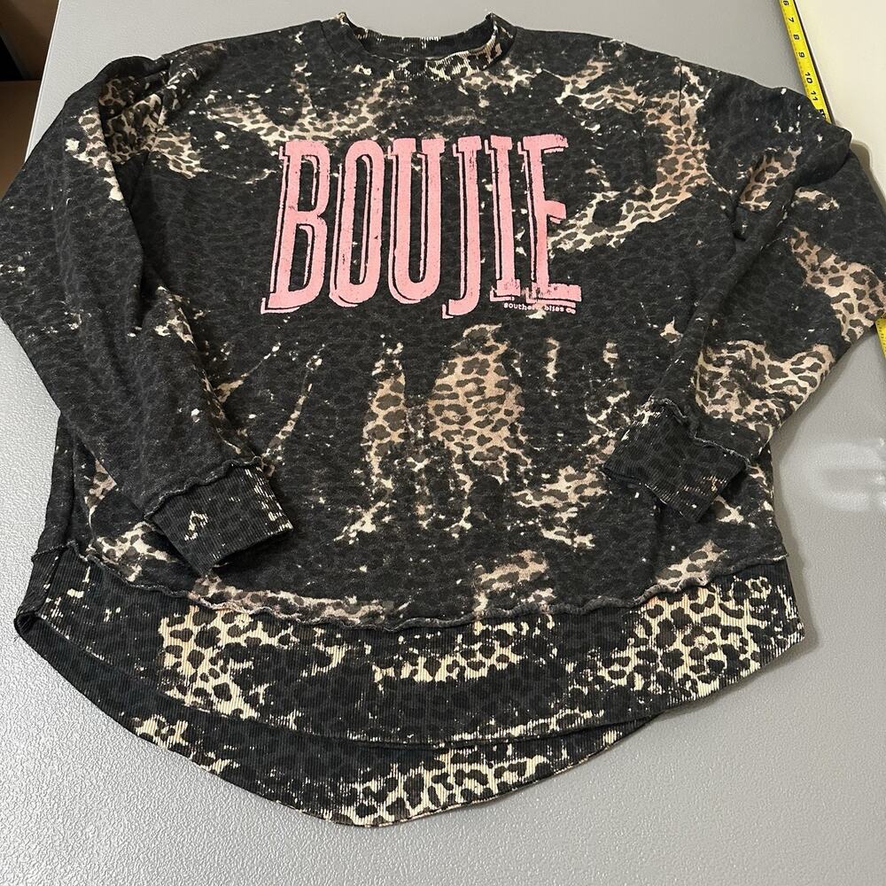 Southern Bliss “Boujie” Black&Cream /Animal Print /Tie Dyed Sweatshirt. W med